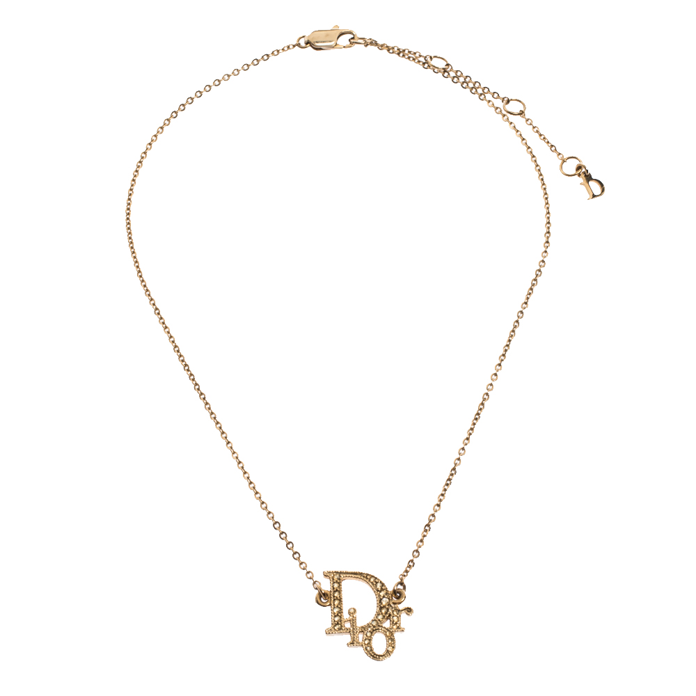 

Dior Oblique Crystal Gold Tone Necklace