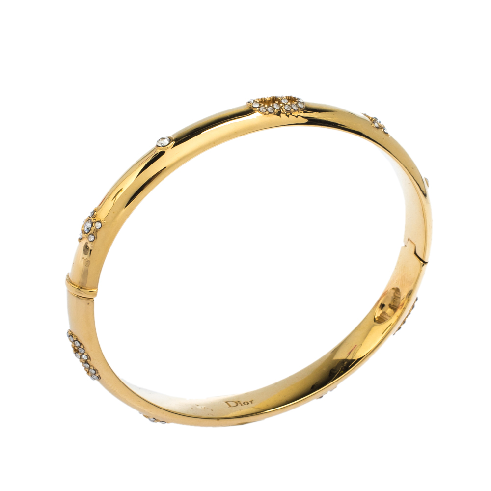 

Dior Gold Tone CD Crystal Embedded Bangle Bracelet