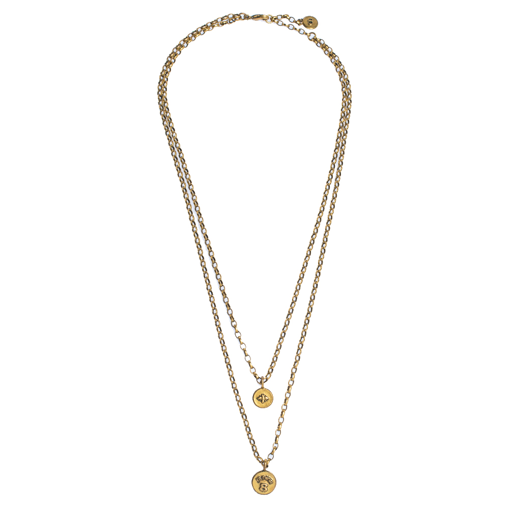 Dior Aged Gold Tone Amulettes d'Amour Layered Necklace