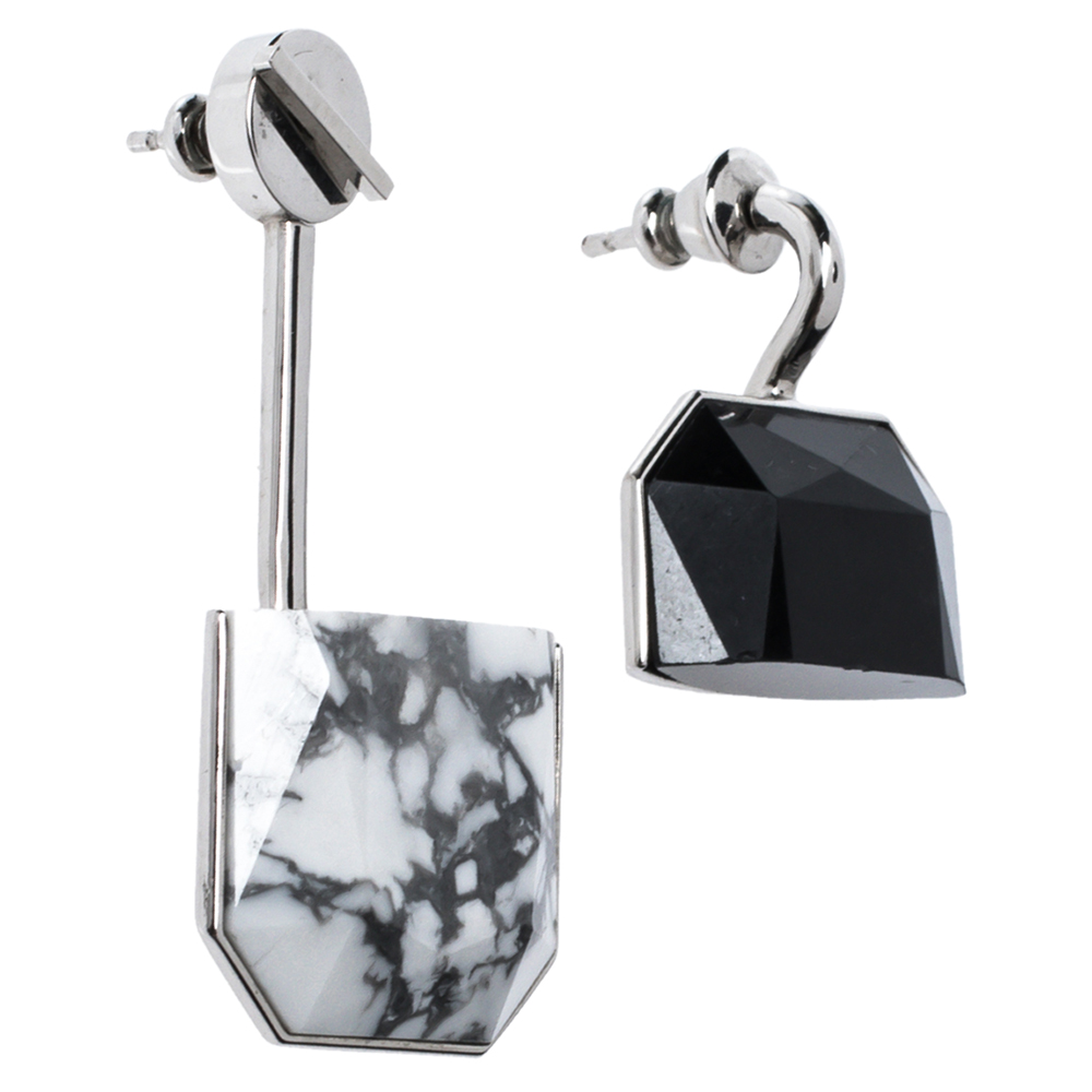 

Dior Monotone Crystal & Howlite Asymmetric Drop Earrings, Black