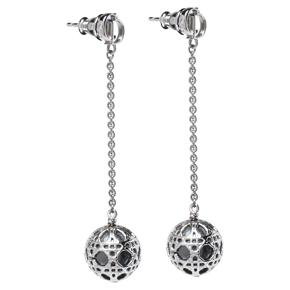 

Dior Silver Tone Cannage Drop Earrings