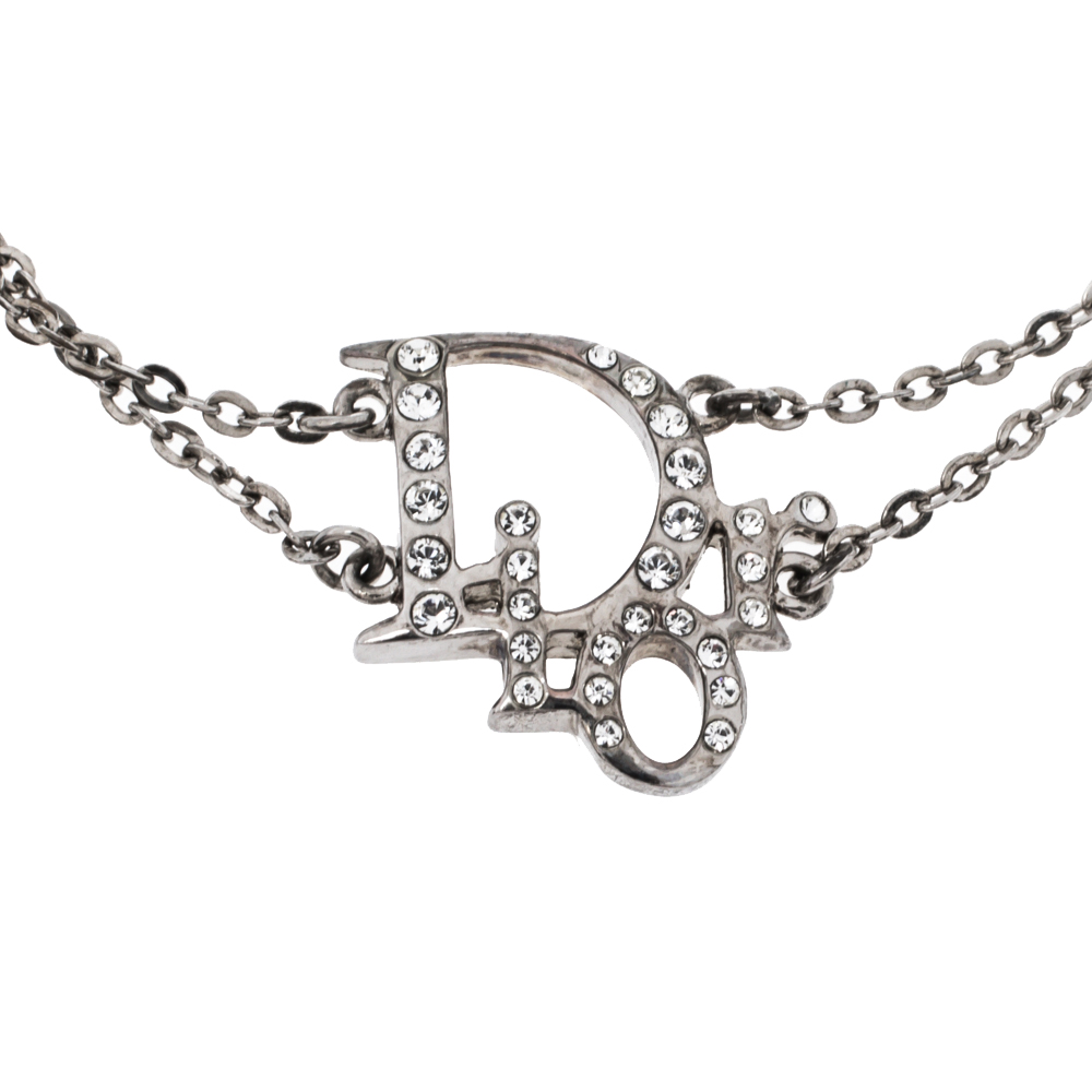 

Dior Silver Tone Oblique Crystal Bracelet