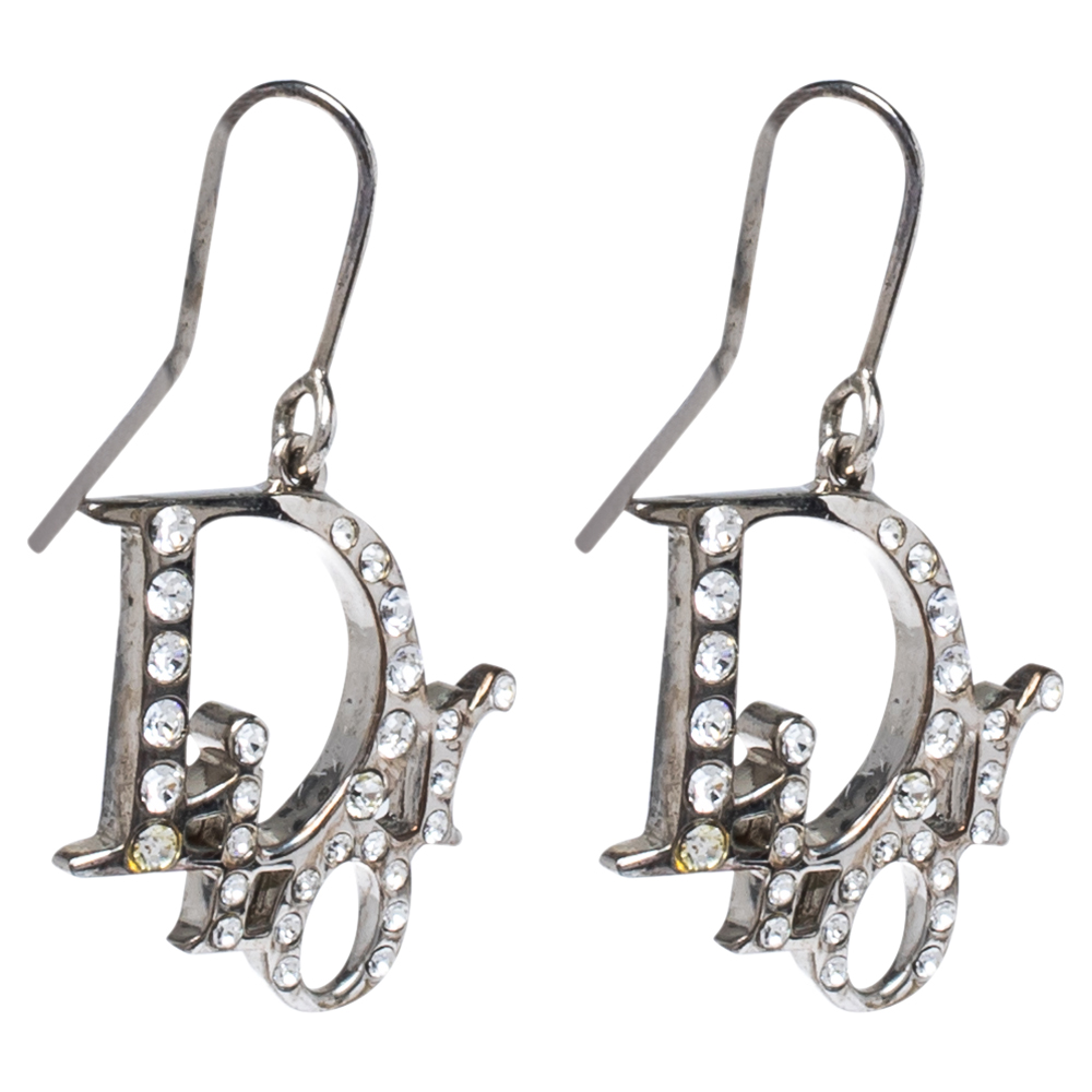 

Dior Oblique Crystal Hook Earring, Silver