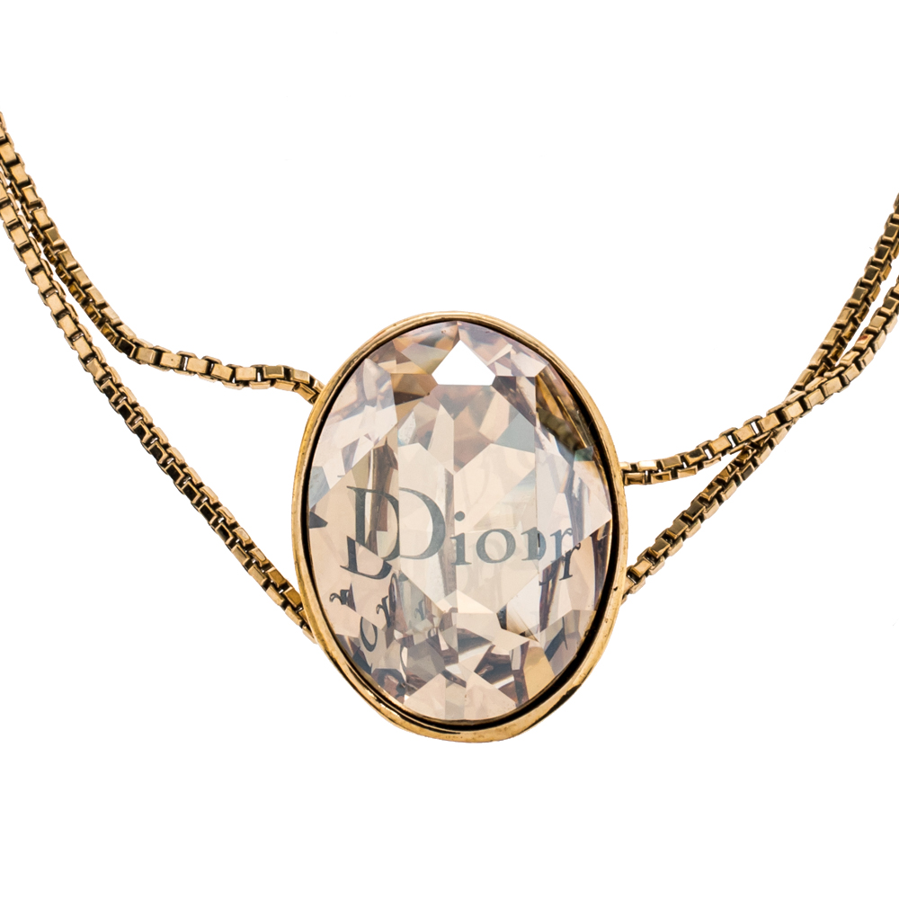 

Dior Brown Crystal Tiered Gold Tone Bracelet