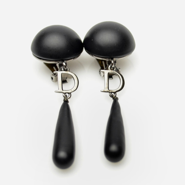 مملوكة مسبقًا Christian Dior Black Dangle Earrings