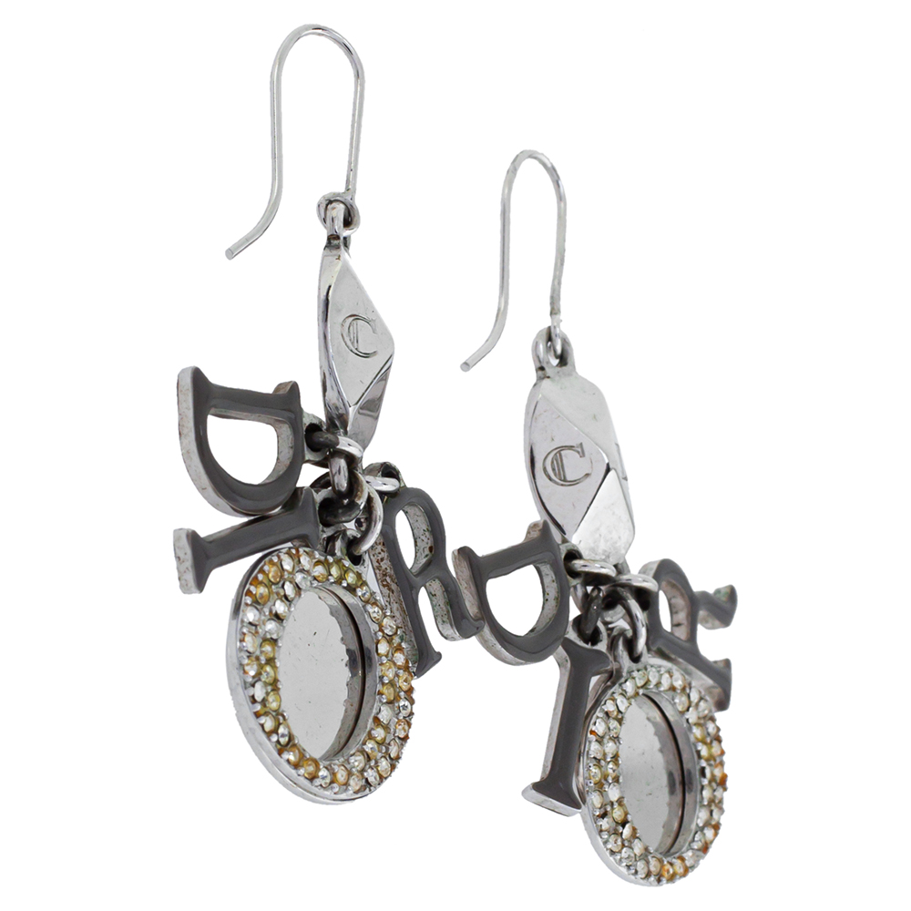

Dior Silver Tone Crystal Drop Hook Earrings