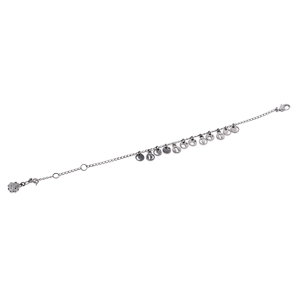 

Dior Silver Tone Logo Cut Out Charm Bracelet