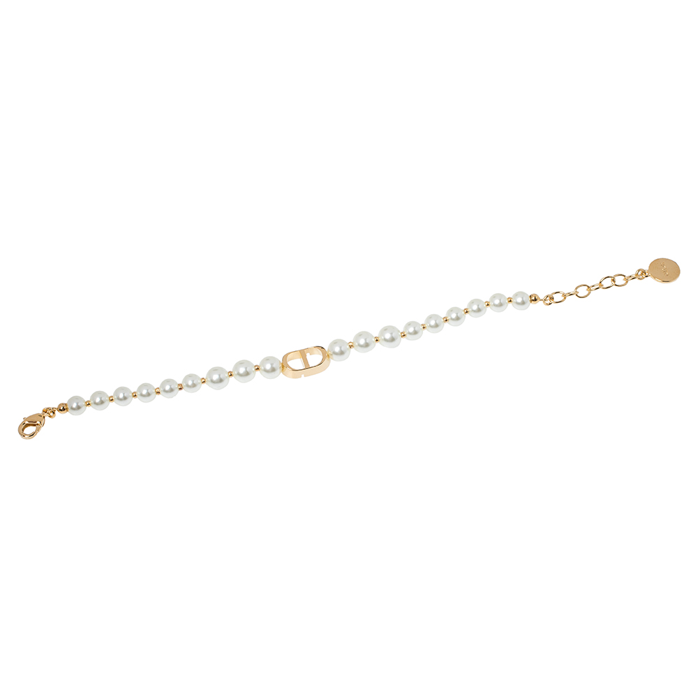 

Dior 30 Montaigne Gold Tone Pearl Bracelet