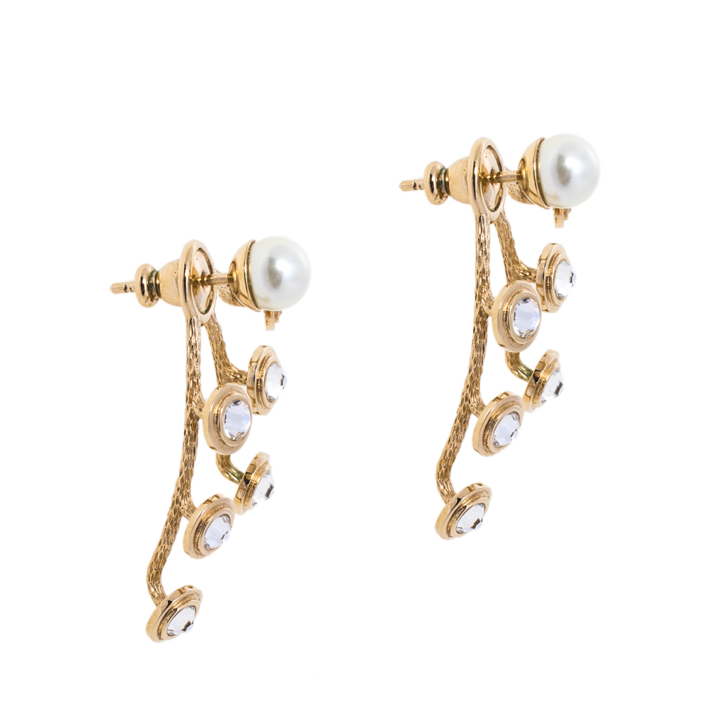 

Dior Mise En Dior Faux Pearl Crystal Gold Tone Earrings