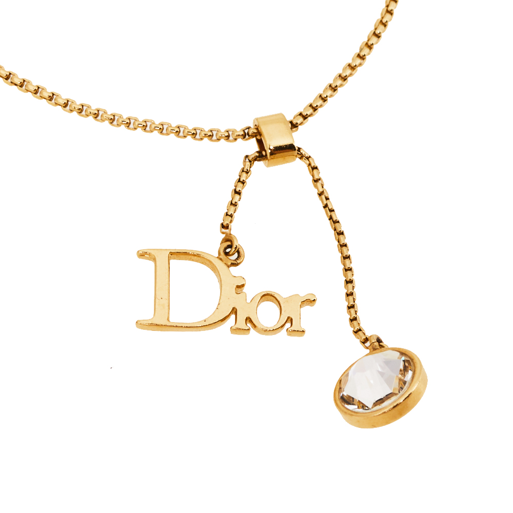 

Dior by Dior Crystal Gold Tone Charm Bracelet
