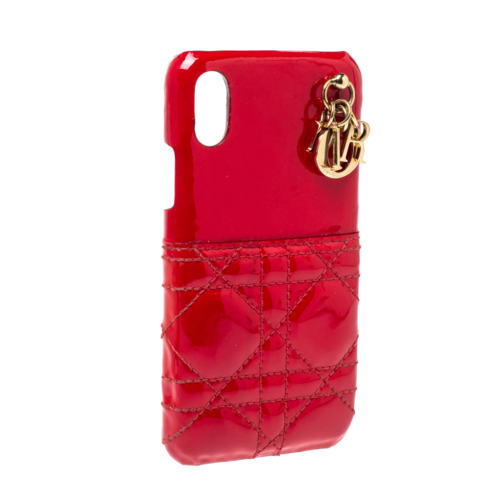 

Dior Red Cannage Patent Leather Lady Dior Iphone X/XS Case