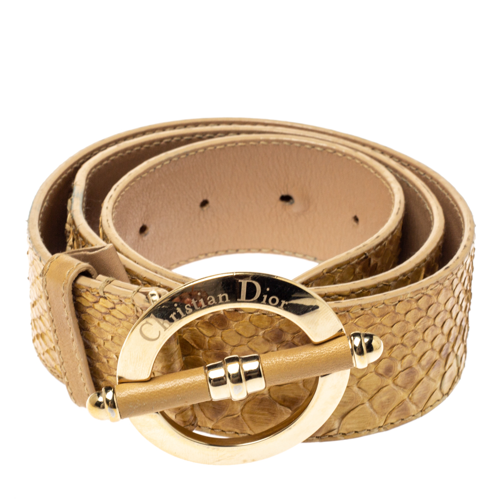 

Dior Beige Python Leather Bamboo Detain Buckle Belt