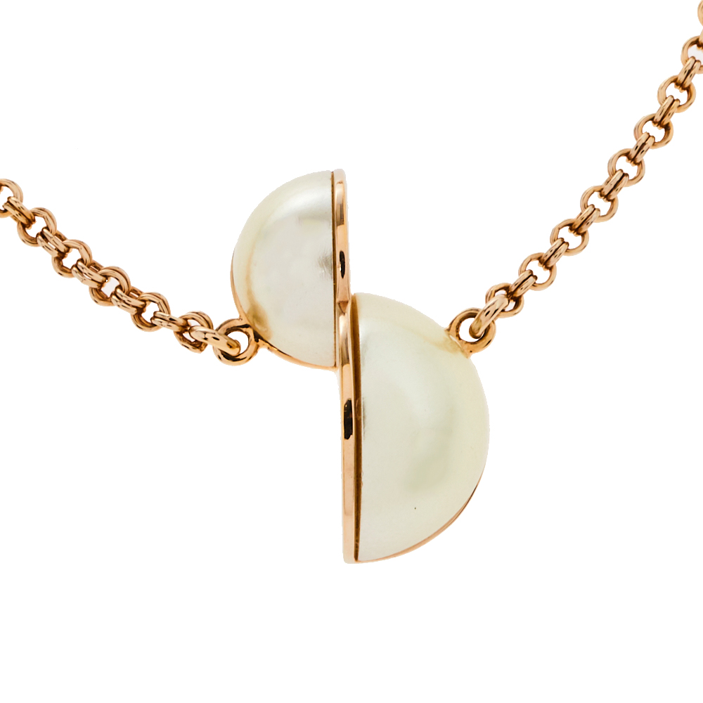 

Dior CD Motif Faux Pearl Gold Tone Chain Link Bracelet