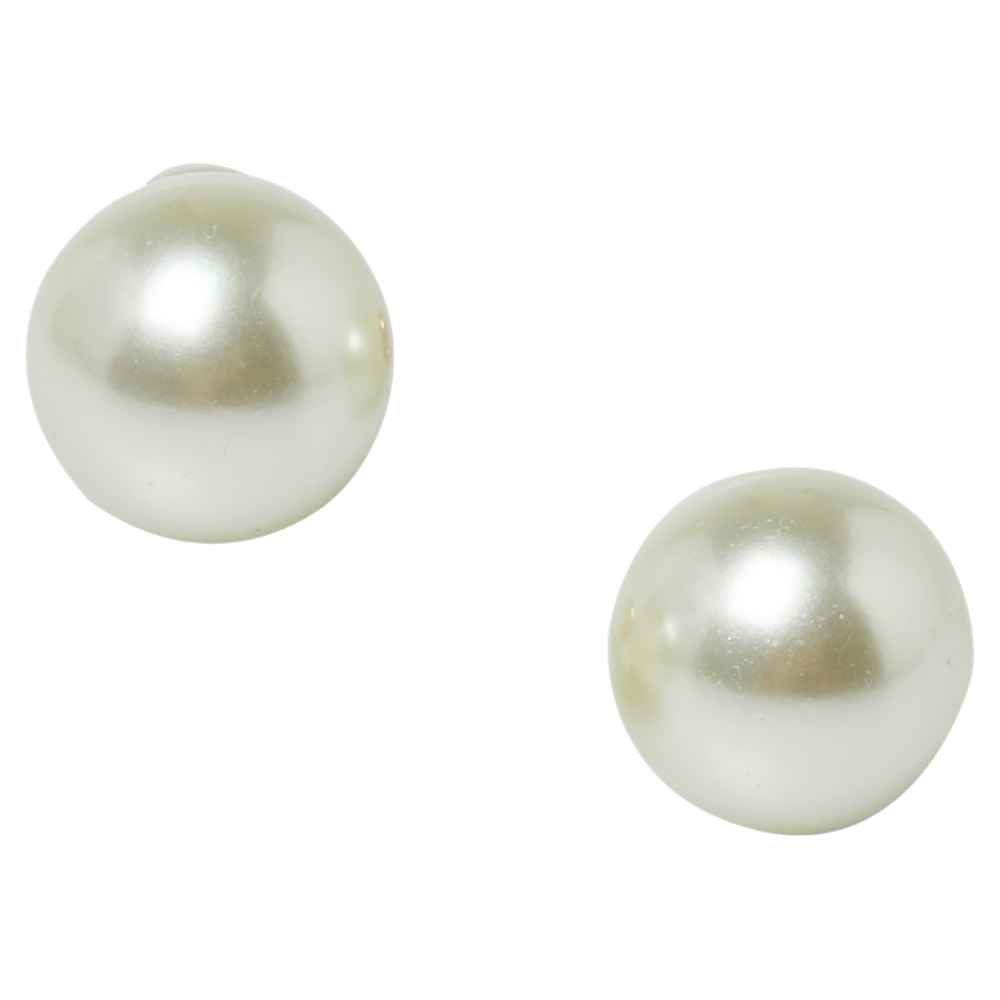 

Dior Tribales Faux Pearl Gold Tone Stud Earrings, Cream
