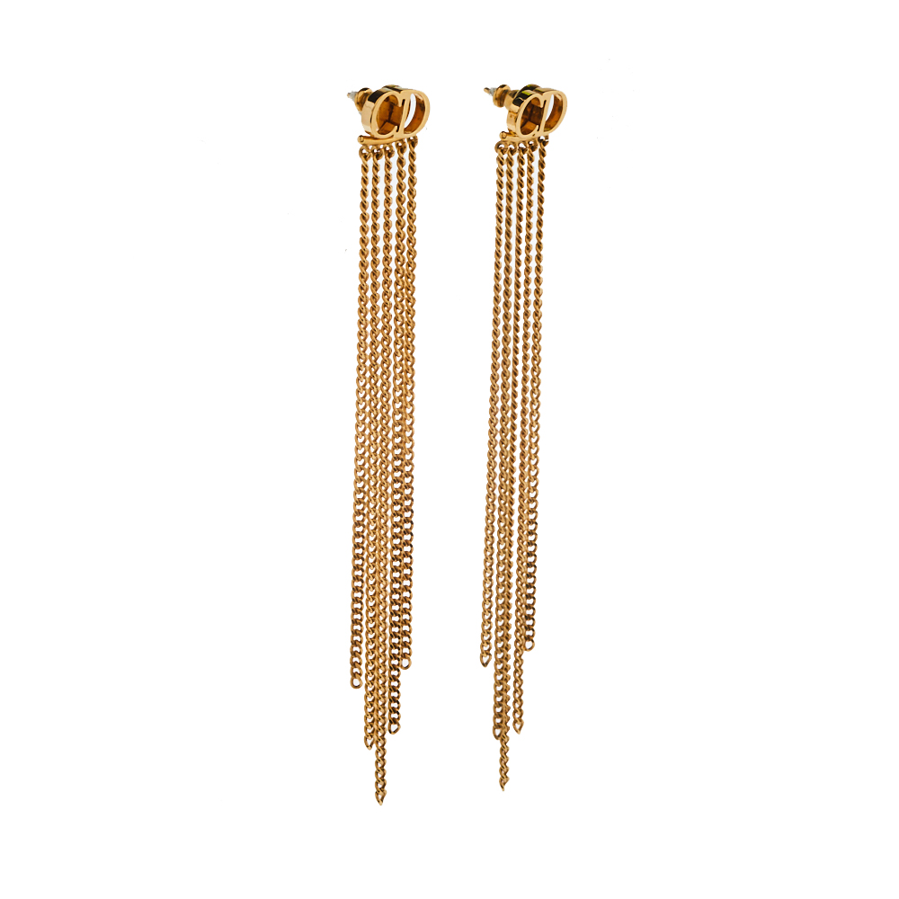 

Dior CD Gold Tone Chain Tassel Earrings