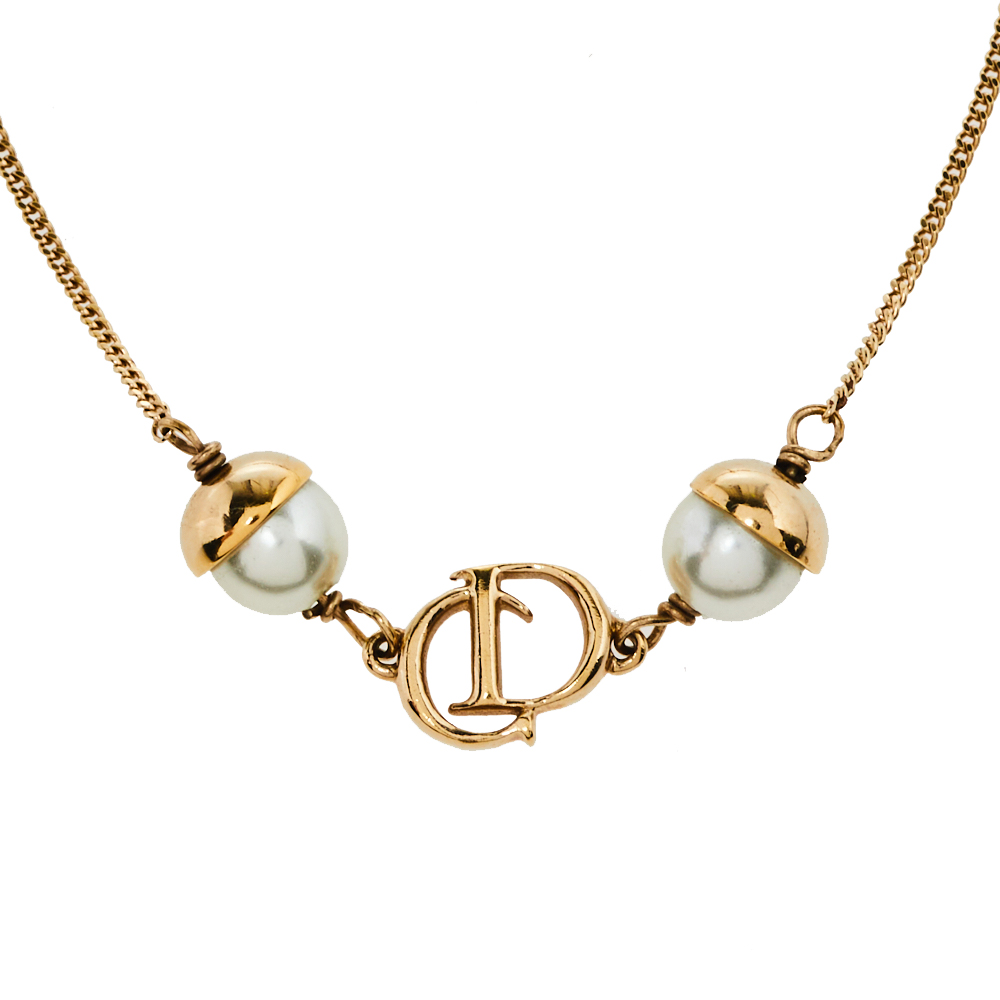 

Dior Mise En Dior Faux Pearl Gold Tone Bracelet