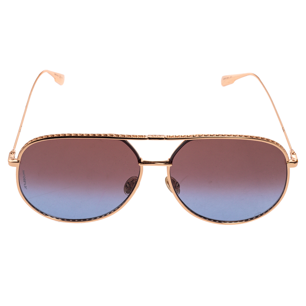 

Dior Copper Gold Tone / Red to Blue Gradient DDBYB DiorbyDior Aviator Sunglasses