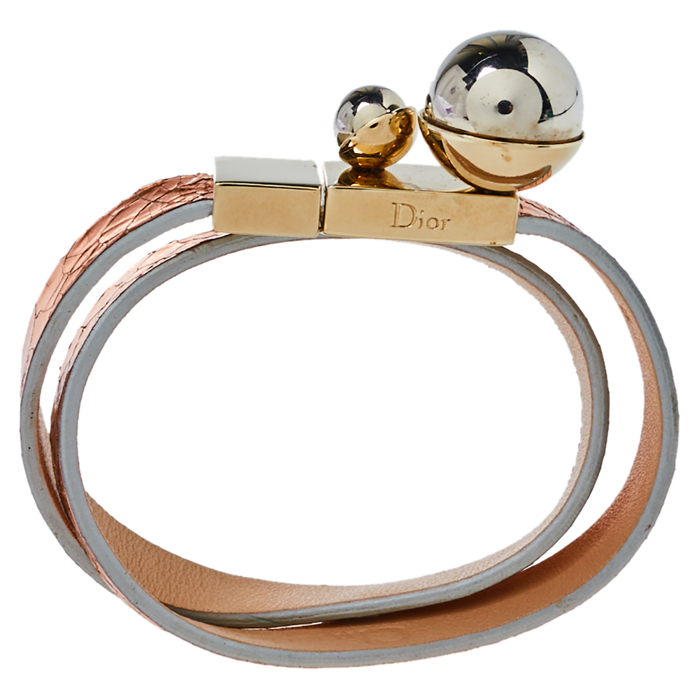 

Dior Metallic Copper Leather Mise En Dior Double Wrap Bracelet