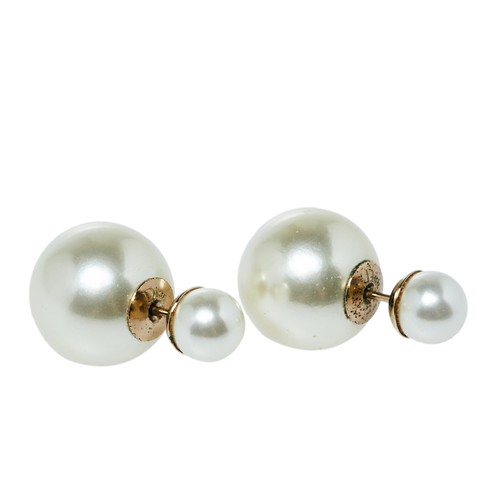 

Dior Cream Faux Pearl Mise en Dior Tribales Stud Earrings