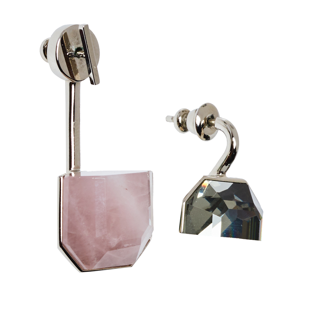

Dior Rose Quartz & Crystal Mismatched Earrings, Pink