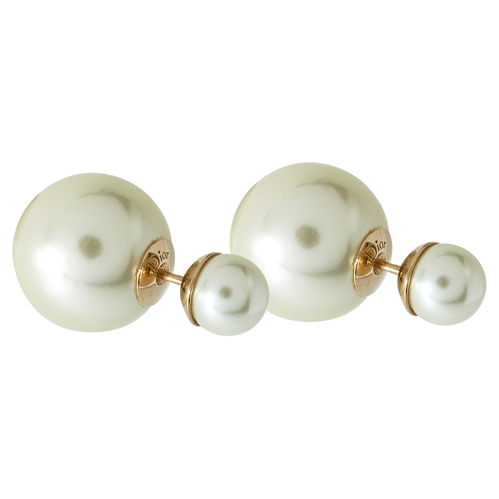 

Dior Cream Faux Pearl Mise en Dior Tribales Stud Earrings