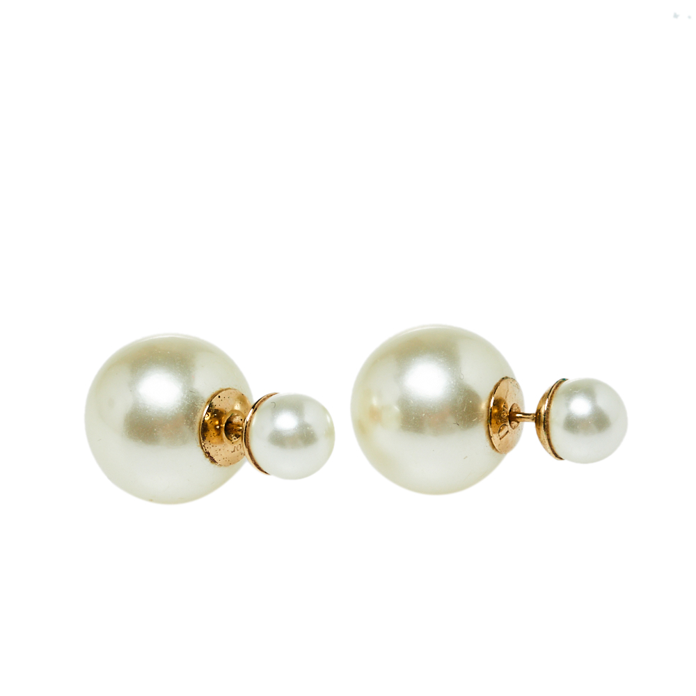 

Dior Cream Faux Pearl Mise en Dior Tribales Stud Earrings