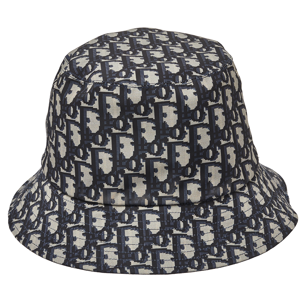 

Christian Dior Navy Blue Synthetic Reversible Teddy-D Oblique Short Brim Bucket Hat (Size