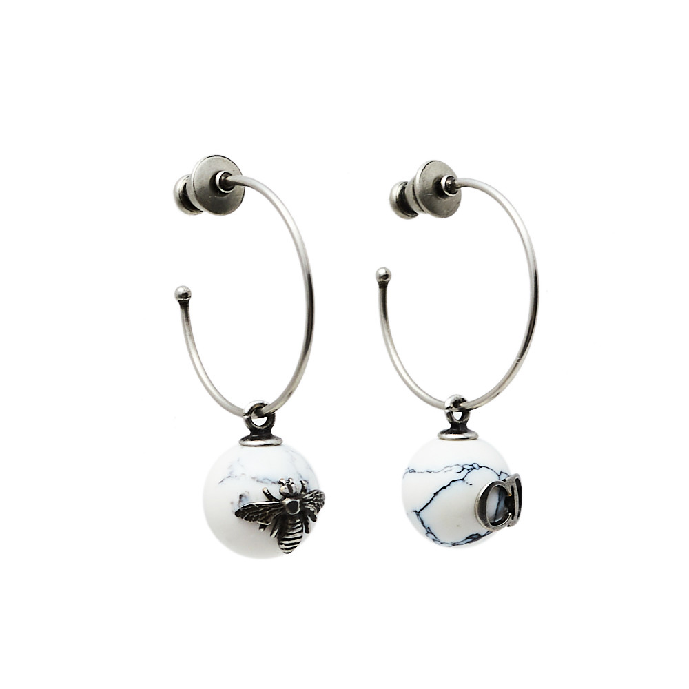 

Dior Tresor De Tribale Marbled Resin Hoop Earrings, White