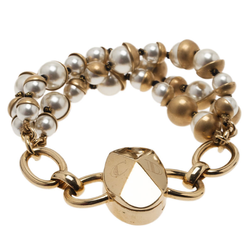 

Dior Mise En Dior Faux Pearl Gold Tone Bracelet