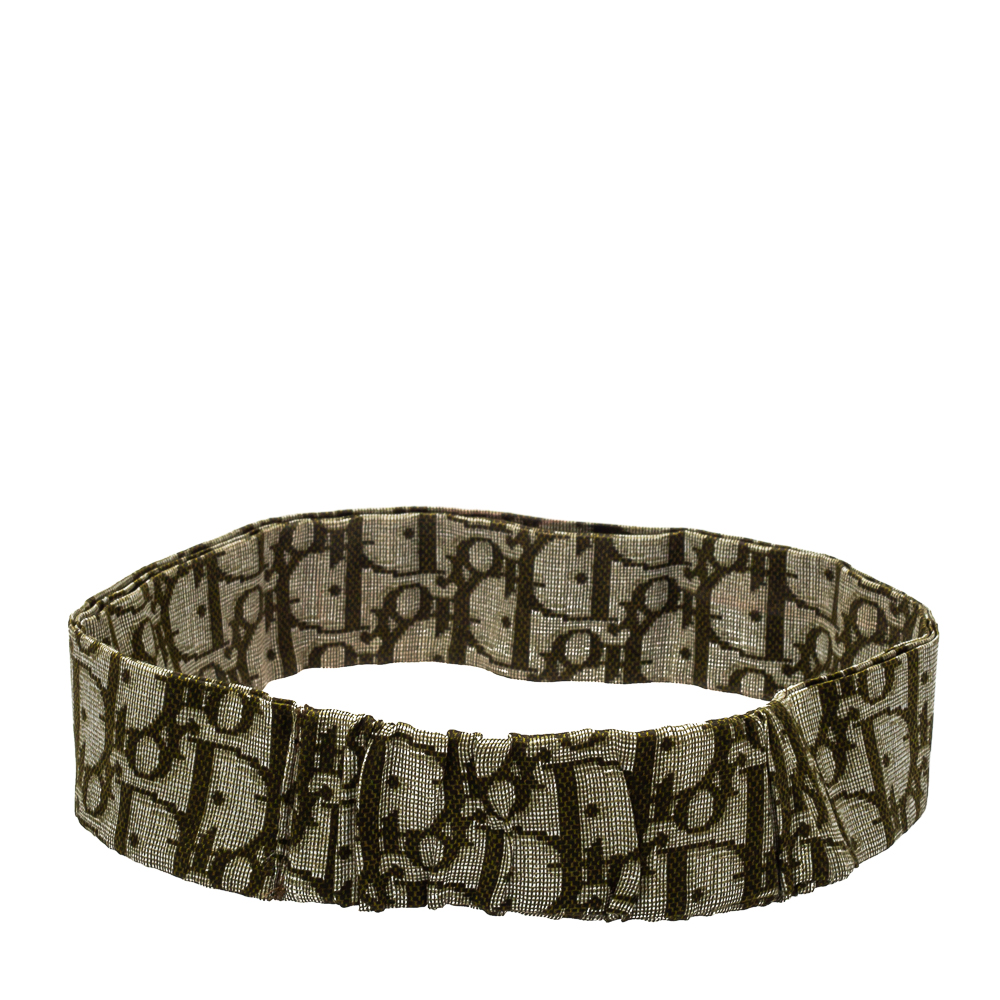 

Dior Green Oblique Print Cotton Silk Headband