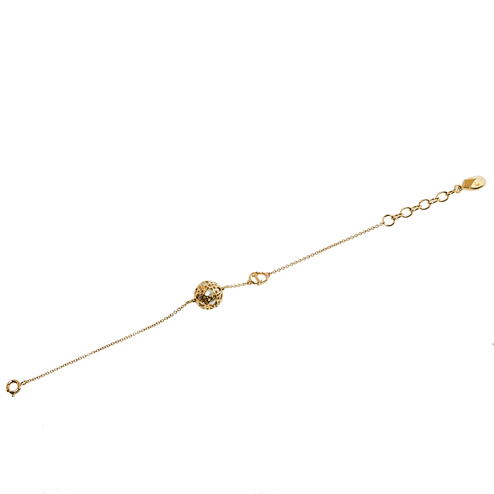 

Dior Secret Cannage Faux Pearl Gold Tone Bracelet