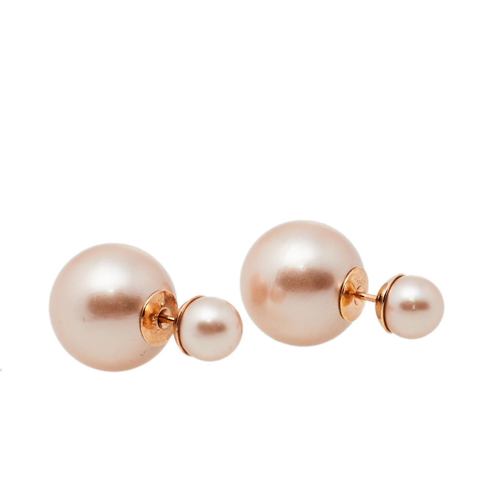 

Dior Pink Cream Faux Pearl Mise en Dior Tribales Stud Earrings