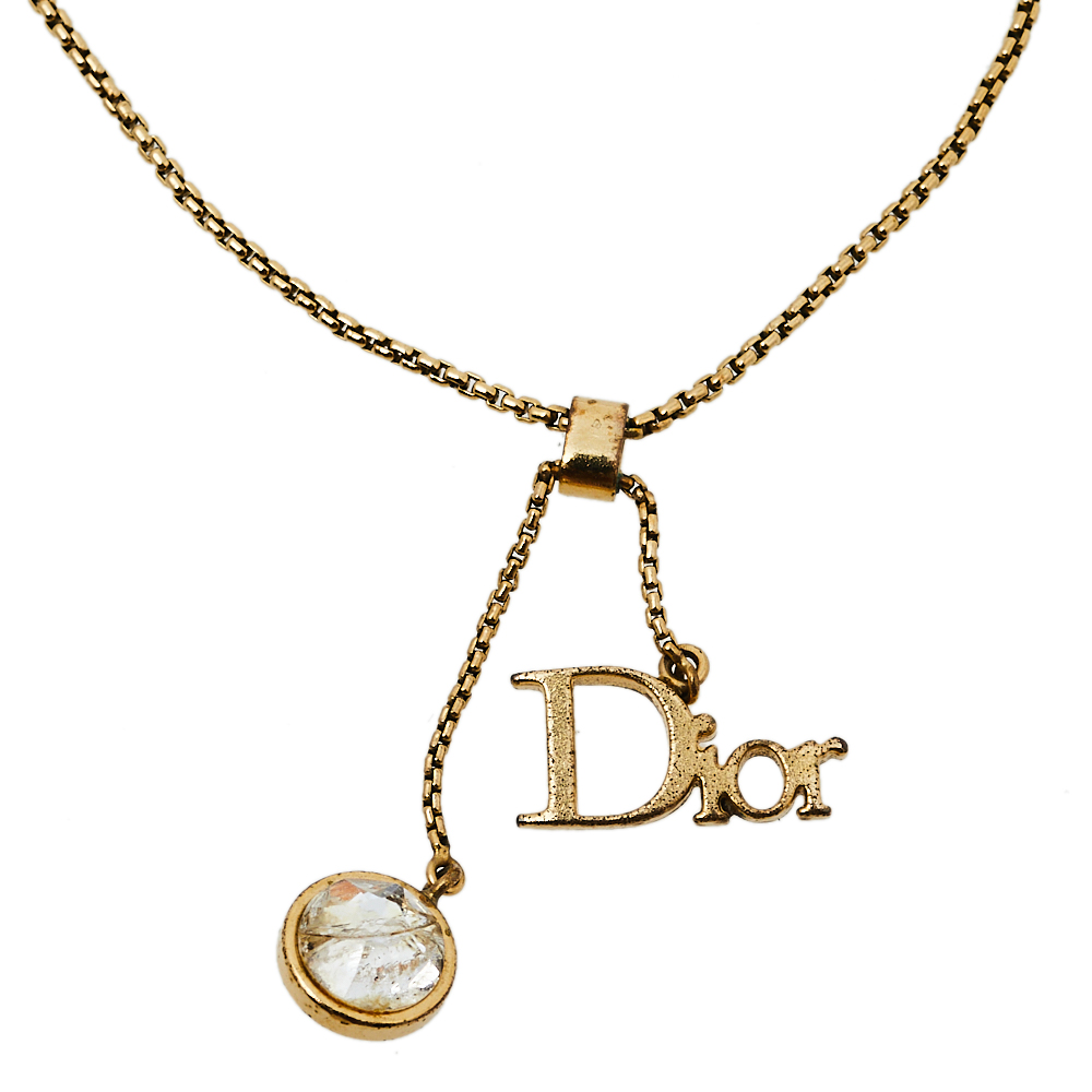 

Dior Gold Tone Logo & Crystal Charm Bracelet