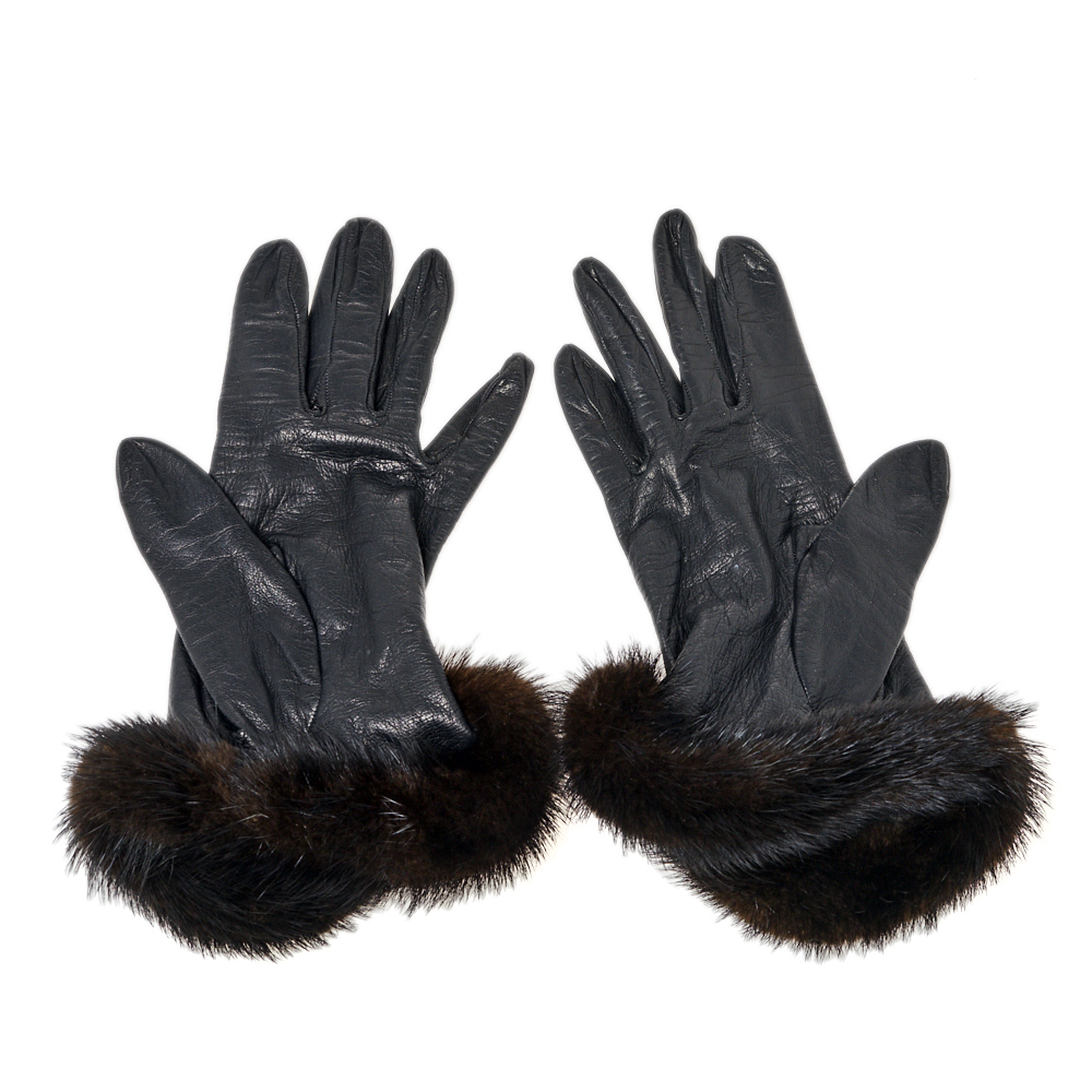 

Dior Black Leather and Mink Fur Gloves