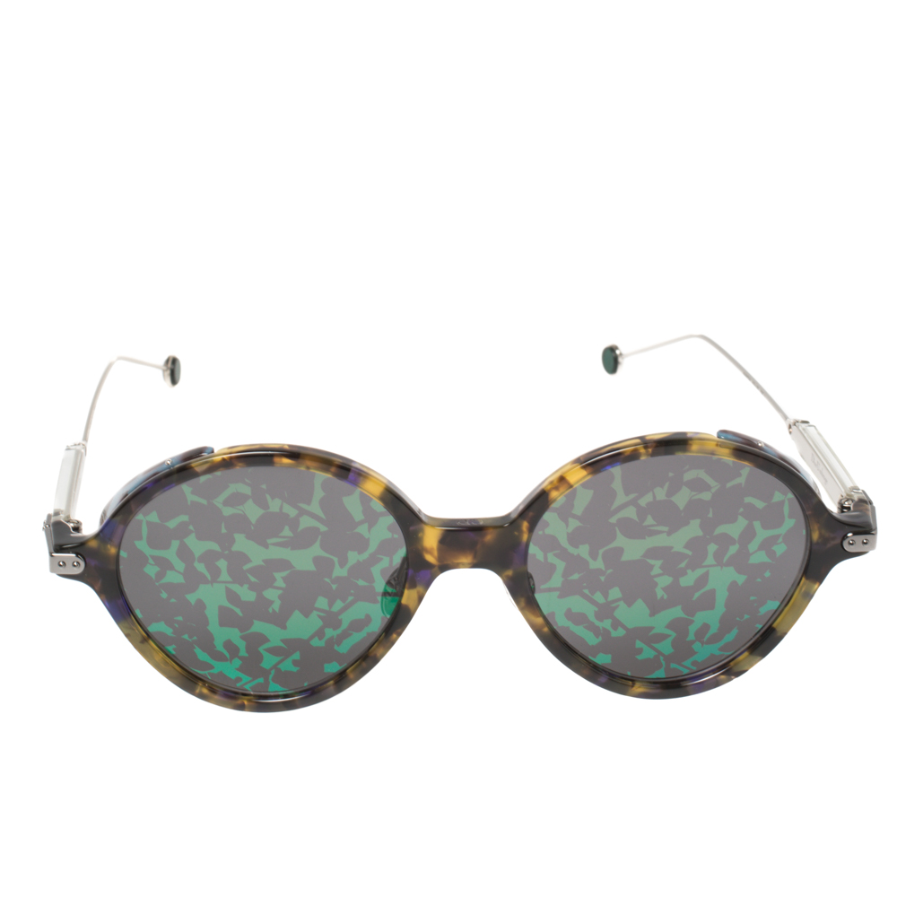 

Dior Yellow Havana/Green Mirrored OX8TW Umbrage Round Sunglasses