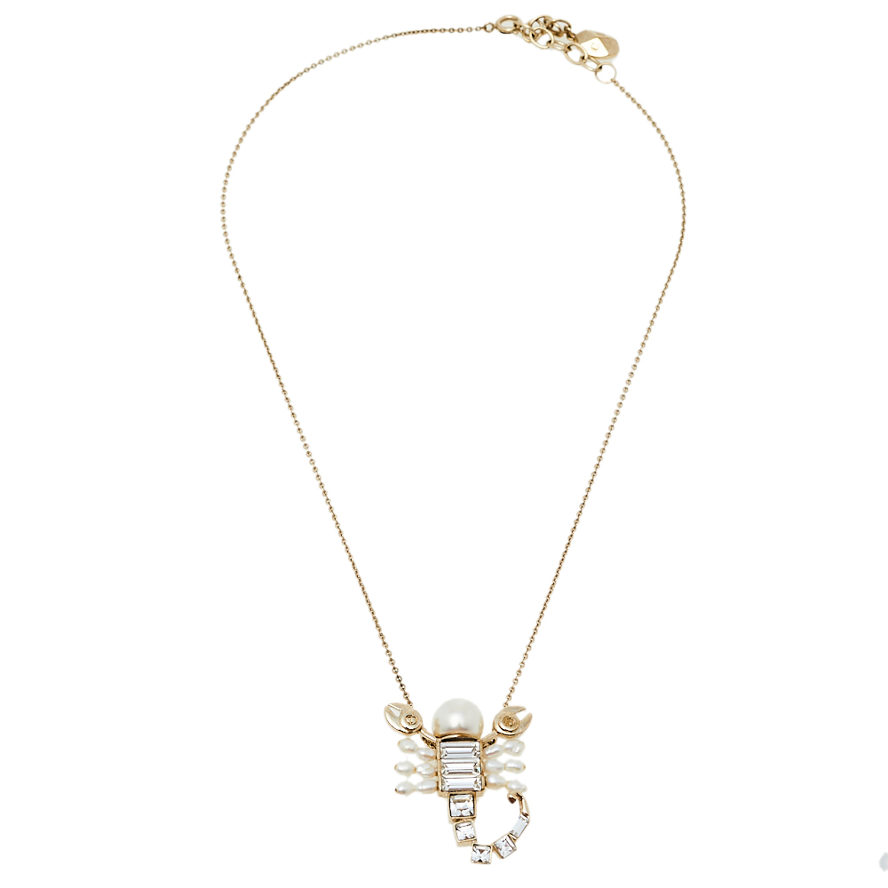 

Dior Gold Tone Christian Me Zodiac Scorpion Pendant Necklace