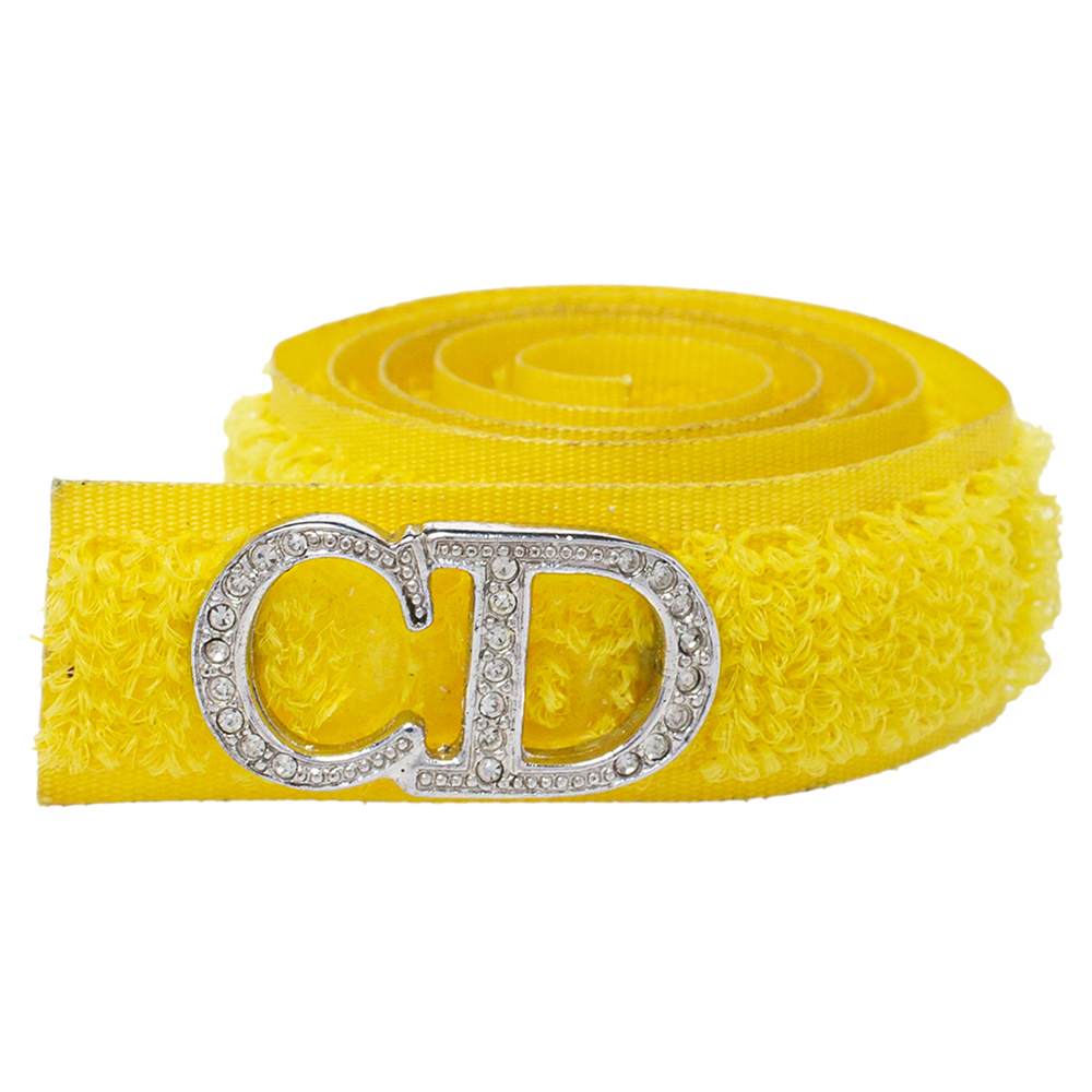 

Dior Yellow Crystal Logo Velcro Choker Necklace