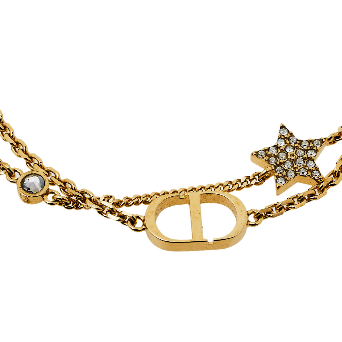 

Dior Petit CD Crystal Star Charm Double Chain Bracelet, Gold