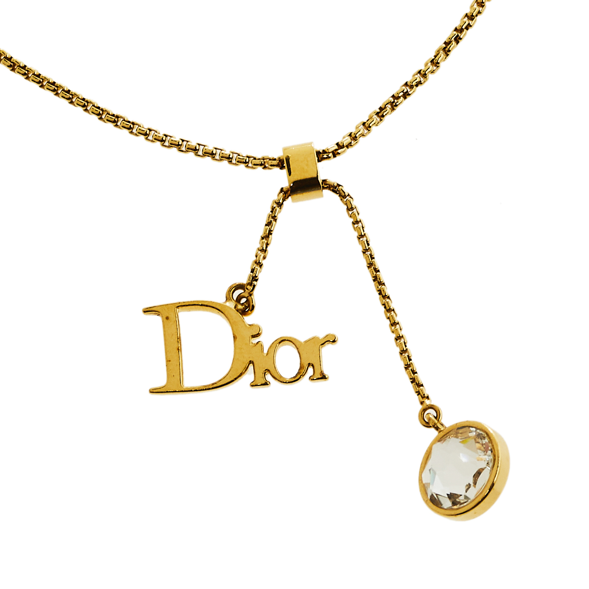 

Dior Gold Tone Logo & Crystal Charm Bracelet