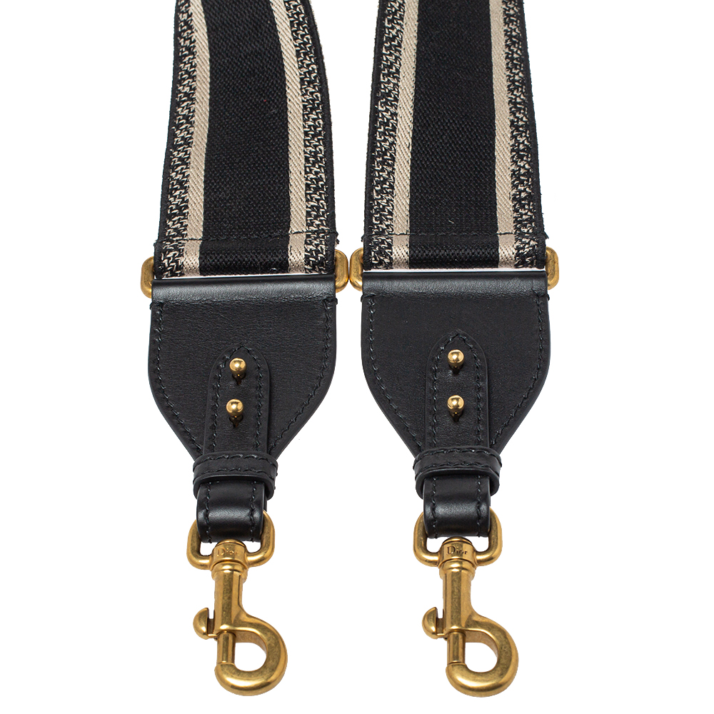 

Dior Black Logo Embroidered Canvas Book Shoulder Strap