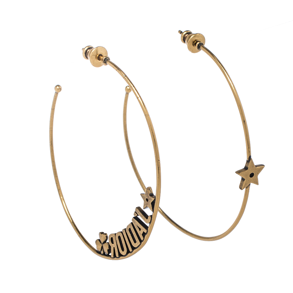 

Dior Aged Gold Tone J'adior Hoop Earrings