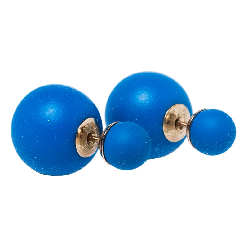 

Dior Tribale Mise en Dior Matte Blue Gold Tone Stud Earrings