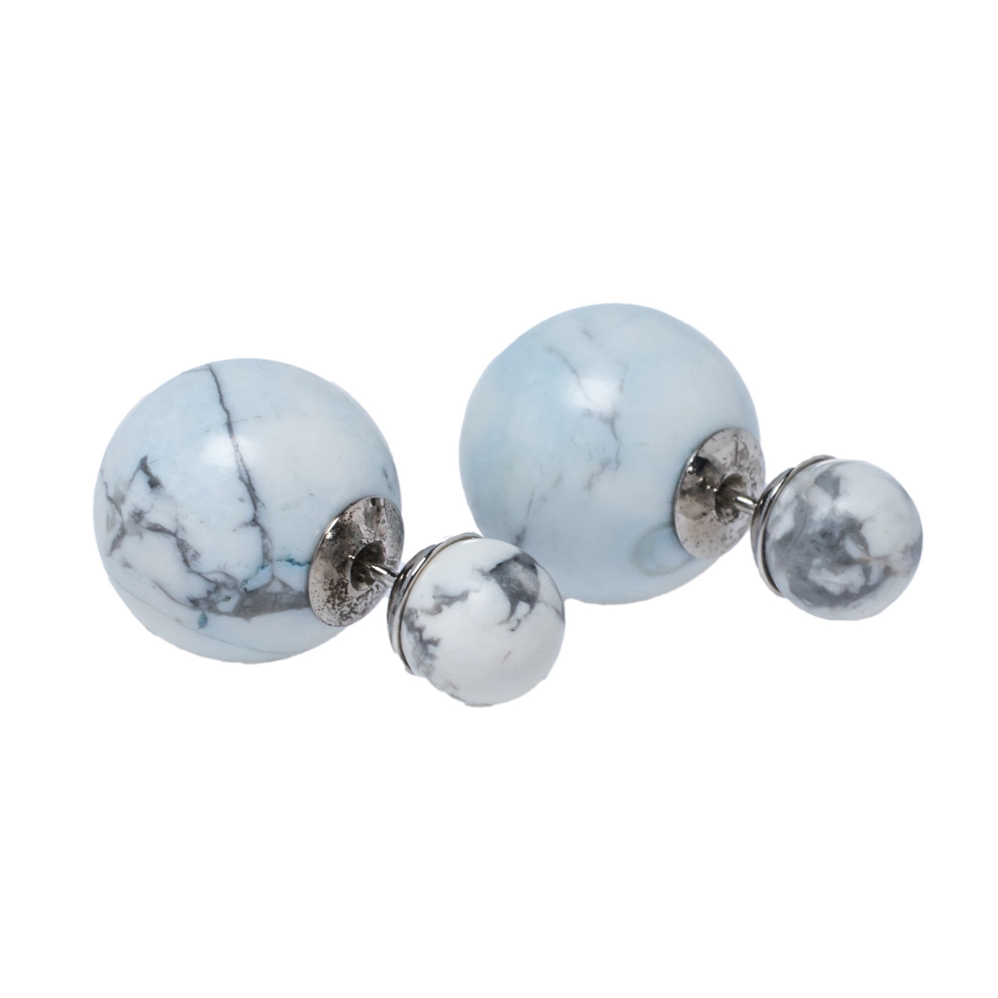 

Dior Ivory & Blue Marbled Mise en Dior Tribales Stud Earrings