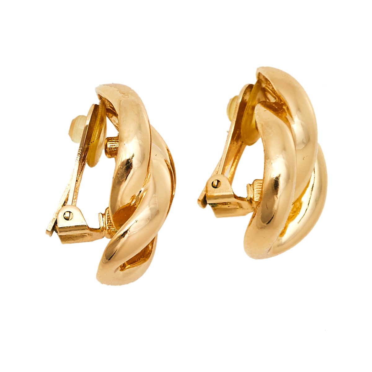 

Dior Vinatge Gold Tone Knot Clip On Earrings