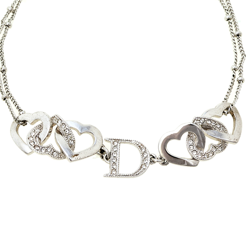 

Dior Interlocking Heart Crystal Silver Tone Bracelet