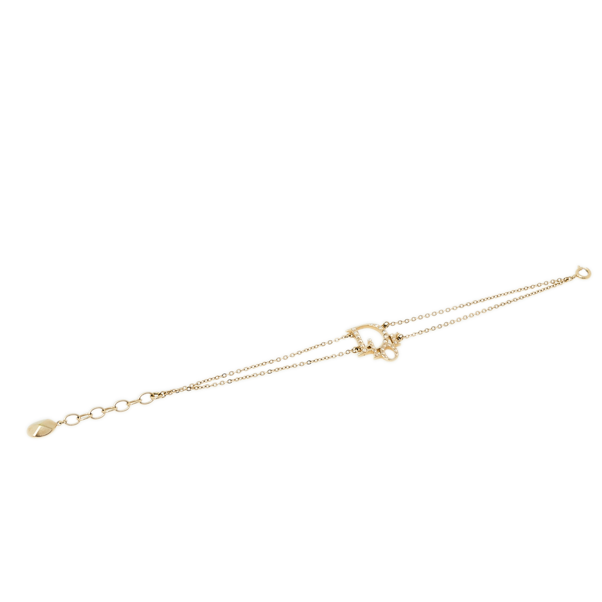 

Dior Crystal Oblique Charm Double Chain Bracelet, Gold