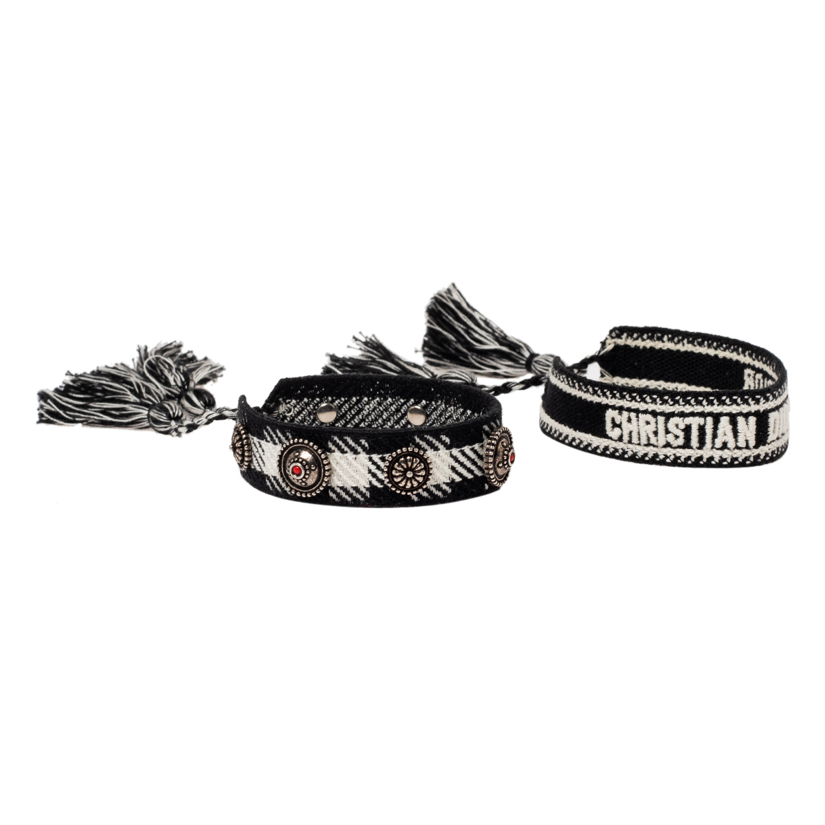 

Dior J'adior Black/White Cotton Embroidered Set of Two Bracelets