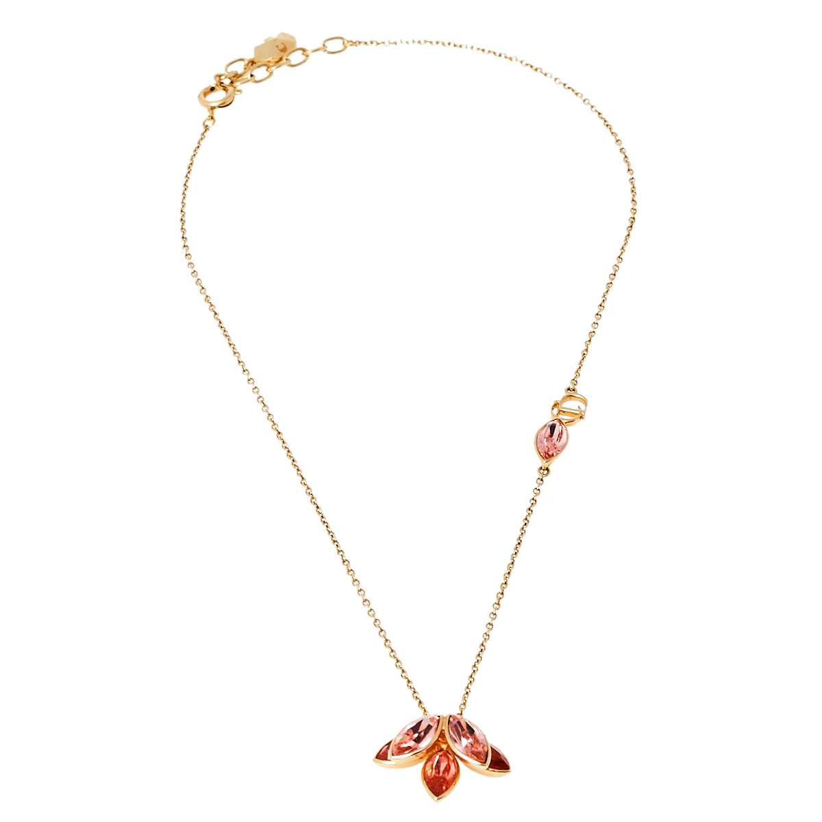 

Dior Flower Motif Crystal Gold Tone Necklace
