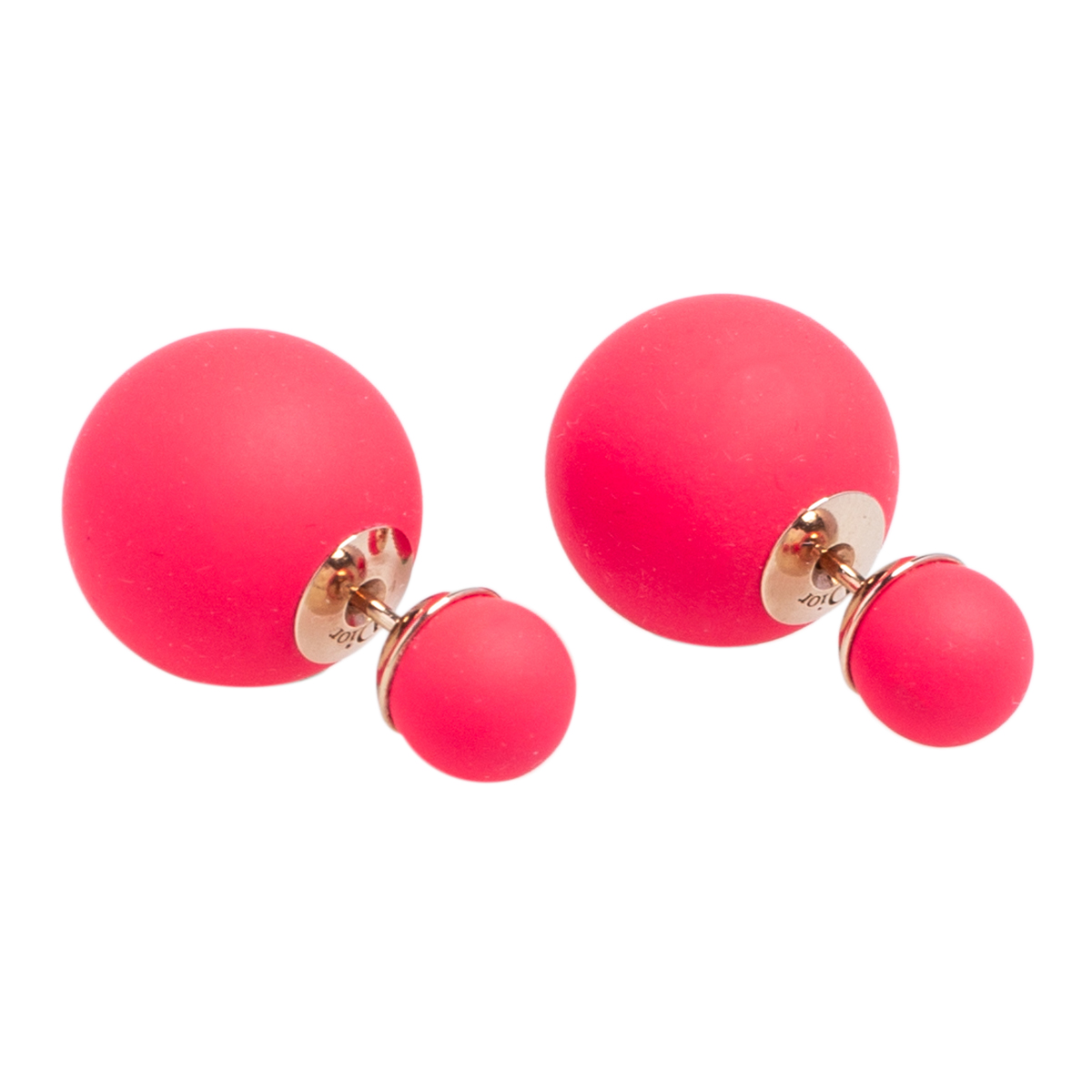

Dior Tribale Mise en Dior Matte Coral Pink Gold Tone Stud Earrings