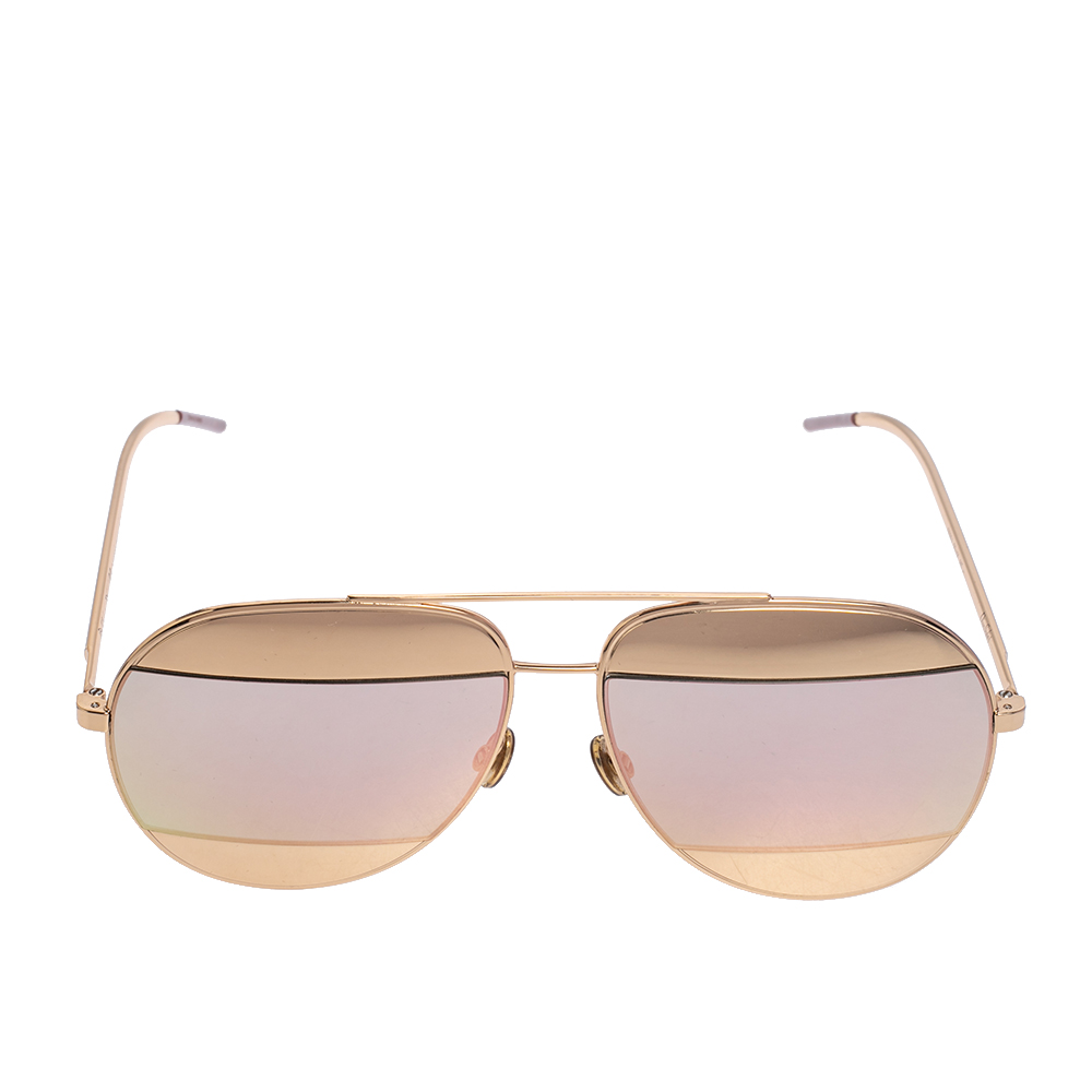 

Dior Gold/Black Pink Mirrored 0000J Split1 Aviator Sunglasses